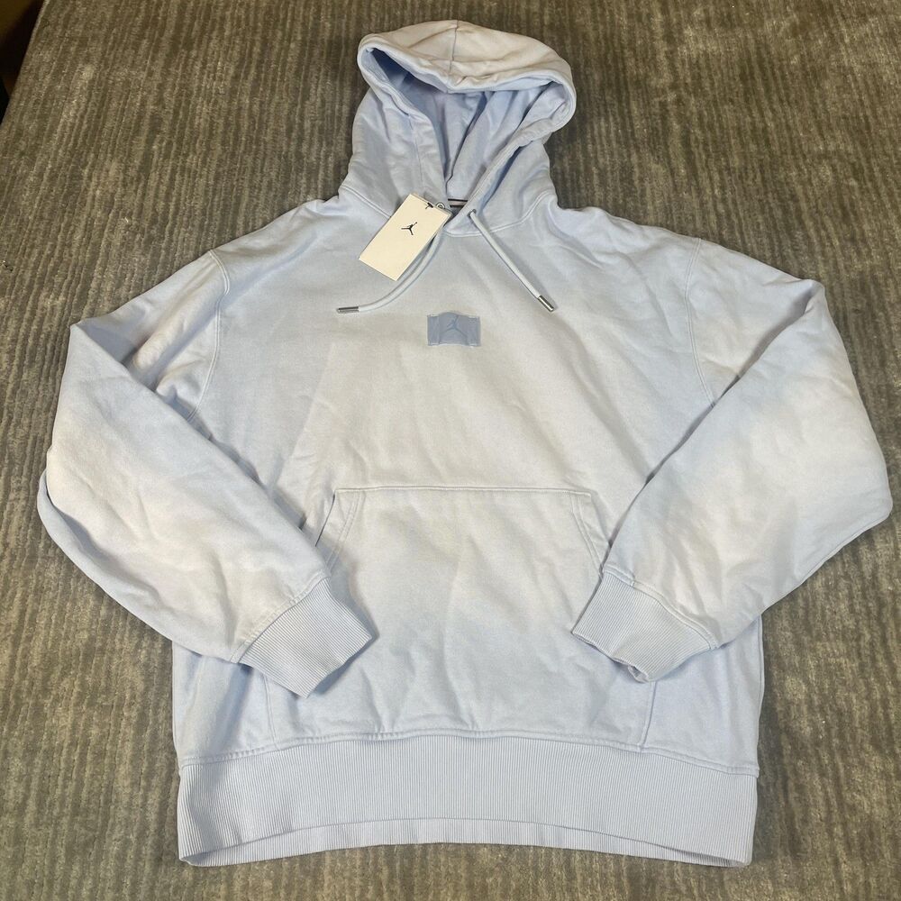 Jordan Hoodie Mens Medium Blue Fleece Pullover Jumpman Sweatshirt FJ7429-407
